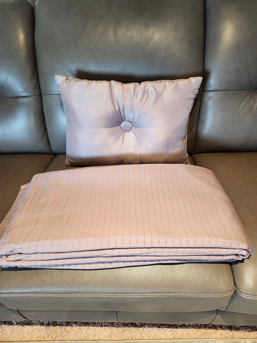 Soft Lavender Decorative Pillow and a Coverlet